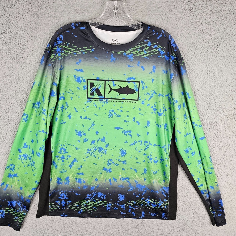 Koofin Gear Fishing Shirt Men's Medium Multi‎ High Performance Vented Outdoor